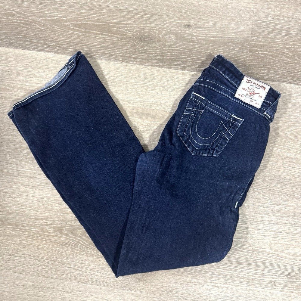 True Religion Becca Mid Rise Bootcut Blue Stretch Denim Jeans Women's Size 28